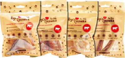 Набор лакомств для собак Кусьняшка Рубец говяжий/трахея/корень бычий/хрящ лопаточный