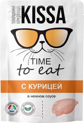 Влажный корм для кошек Kissa С курицей в соусе (75г)