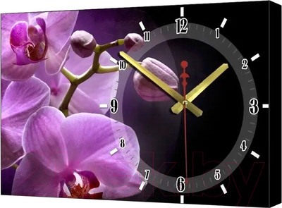 Настенные часы Декарт Нежная орхидея на черном 8Ч0010