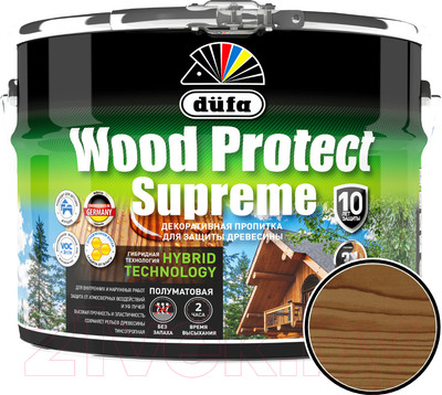 Пропитка для дерева Dufa Wood Protect Supreme (9л, орех)