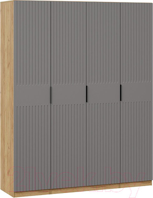 Шкаф ТриЯ Хилтон комбинированный с 4-мя дверями (дуб крафт золотой/графит матовый)