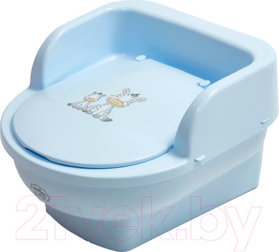Детский горшок Maltex Трон Зебра / 6510 (голубой)