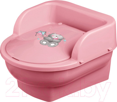 Детский горшок Maltex Трон Мишка / 1957 (темно-розовый/белый)