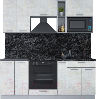 Кухонный гарнитур Interline Мила Лайт 2.0 ВТ (бетон лайт/бетон лайт/кастилло темный)