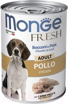 Влажный корм для собак Monge Fresh Chunks in Loaf мясной рулет из курицы (400г)