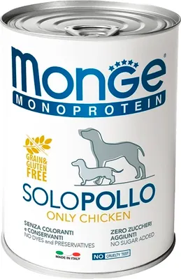 Влажный корм для собак Monge Monoprotein паштет из курицы, консервы (400г)