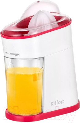 Соковыжималка электрическая Kitfort KT-1150-1 (белый/малиновый)