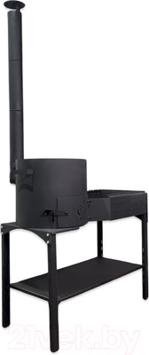 Печь-мангал Chugun Invest 3в1 90x36.5x70см 400мм (16-20л, с дымоходом и подказанником)