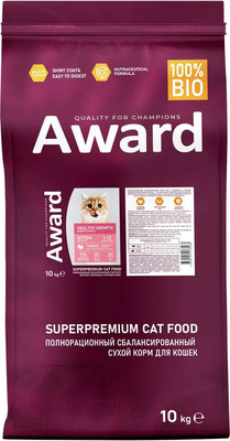 Сухой корм для кошек Award Healthy Growth Kitten с индейкой и курицей (10 кг)