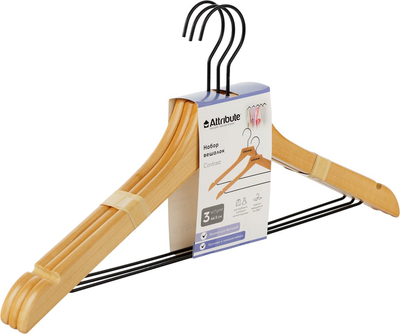 Набор деревянных вешалок-плечиков Attribute Contrast AHK301 (3шт)