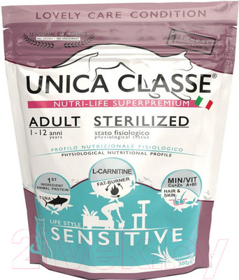 Сухой корм для кошек Unica Classe Adult Sterilized Sensitive (300г)