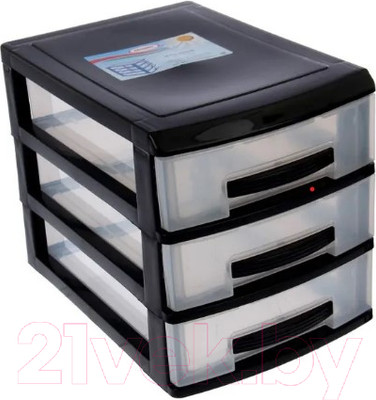Органайзер для хранения Росспласт Мини 3 яруса (черный/прозрачный)