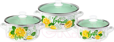 Набор кастрюль КМЗ Лимонный сет-1-Экстра (3шт, белый)