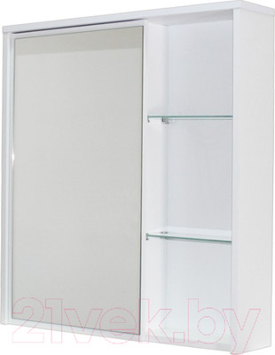 Шкаф с зеркалом для ванной СанитаМебель Камелия-07.70 (левый, белый)