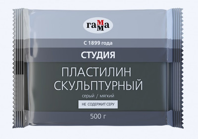 Пластилин скульптурный ГАММА Студия 2.80.Е050.004.2 (500г, серый, мягкий)