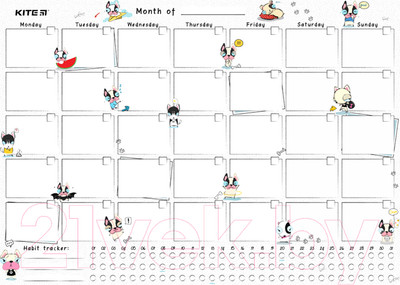 Планинг Kite Funny Dogs. Настенный на месяц + маркер / 22-470-3 K