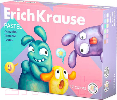 Гуашь Erich Krause Jolly Friends Pastel / 61419 (12цв)