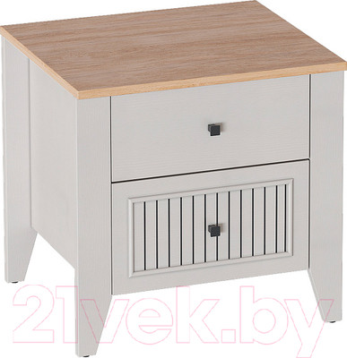 Прикроватная тумба Мебельград Валенсия с 2 ящиками (персидский жемчуг/дуб натуральный светлый)