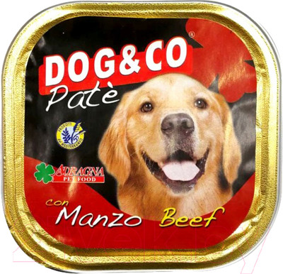 Влажный корм для собак Adragna Dog&Co паштет из говядины (300г)