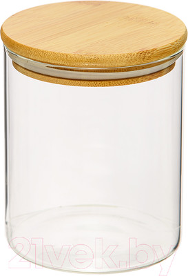 Емкость для хранения Handy Home С бамбуковой крышкой 100x100x120 / Muj-07 (750мл, прозрачный)