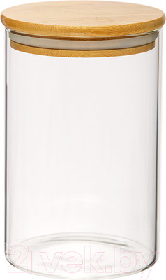 Емкость для хранения Handy Home С бамбуковой крышкой 100x100x150 / Muj-08 (950мл, прозрачный)