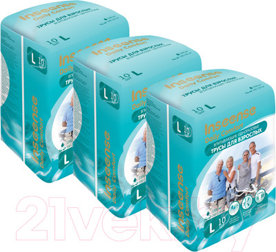 Трусы впитывающие для взрослых Inseense L / Ins10adultL3 (3x10шт)