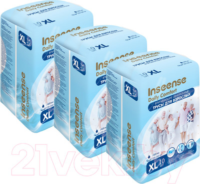 Трусы впитывающие для взрослых Inseense XL / Ins10adultXL3 (3x10шт)