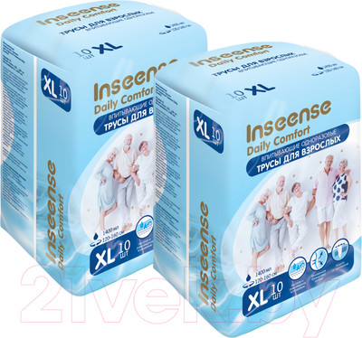 Трусы впитывающие для взрослых Inseense XL / Ins10adultXL/2 (2x10шт)