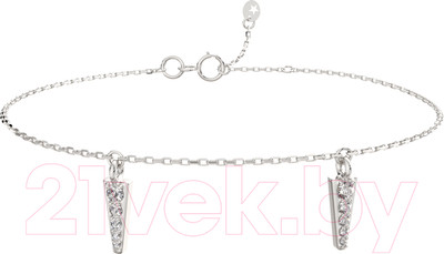 Браслет на ногу из серебра ZORKA 0640771 (28см, с фианитами)