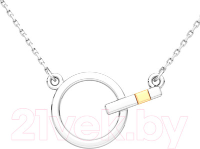Колье из серебра ZORKA 0540023.G14K (45см, с золотой вставкой)