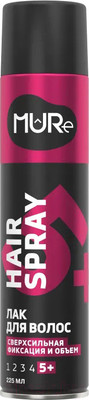 Лак для укладки волос MURE 5+ Max Hold & Volume Сверхсильная фиксация (225мл)