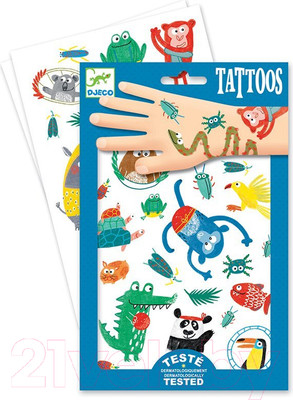 Набор временных татуировок Djeco Животные / 09576