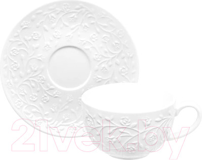 Чашка с блюдцем Elan Gallery Веточки-цветочки / 630058 