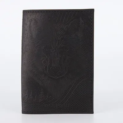 Обложка на паспорт Poshete Волк / 676-1/2-073-211BLK (черный)