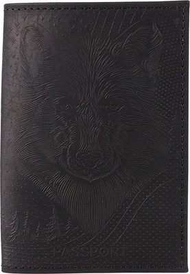 Обложка на паспорт Poshete Волк / 676-1/2-073-211BLK (черный)