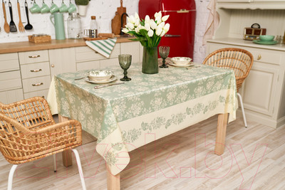 Скатерть Stolima Декор-шанс 5011-2 Романтика/Зелень айвори (260x130)