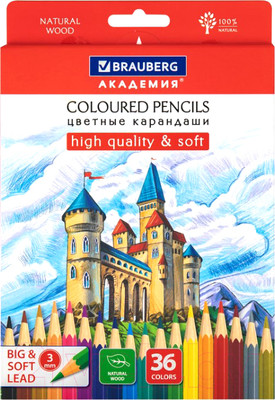 Набор цветных карандашей Brauberg Академия / 181867 (36цв)