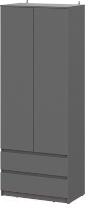 Шкаф Mio Tesoro Денвер двухстворчатый с ящиками (графит серый)