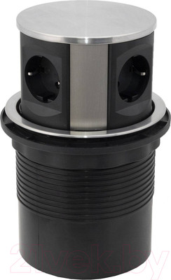 Блок розеточный AKS Tor выдвижной (4 розетки, сталь)