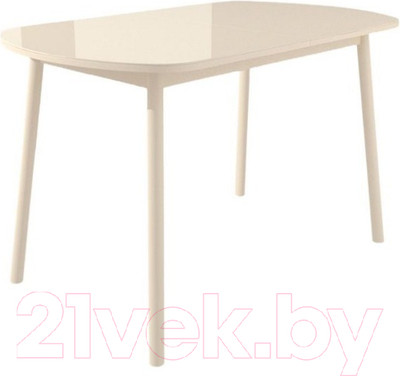 Обеденный стол Импэкс Leset Мидел (металл кремовый/стекло кремовое)