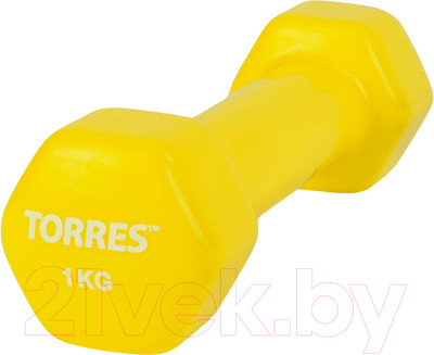 Гантель Torres PL522202 (1кг, лимонный)