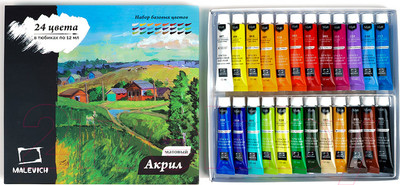 Акриловые краски Малевичъ 618901 (24цв)