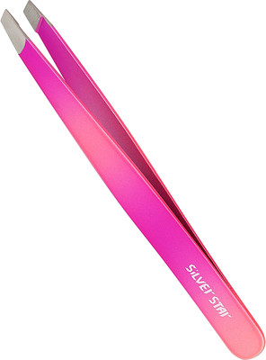 Пинцет косметический Silver Star АТ 9938 косой (градиент розовый/малиновый)