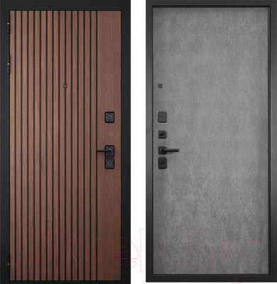 Входная дверь ГРАНИТ Шторм 77-1 бетон невский (96x207, левая)