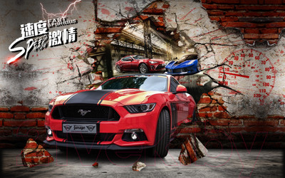 Фотообои листовые ФабрикаФресок Форсаж. Ford Mustang. Форд Мустанг. Для Гаража / 1051160 (160x100)