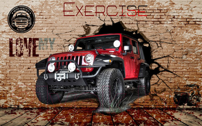 Фотообои листовые ФабрикаФресок Джип. Jeep. Внедорожник из Стены. Для Гаража / 1071160 (160x100)