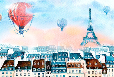 Фотообои листовые ФабрикаФресок Живопись. Акварельный Разноцветный Париж / 1164270 (400x270)