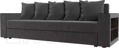 Диван Лига Диванов Дубай Лайт полки справа / 114370 (велюр серый)