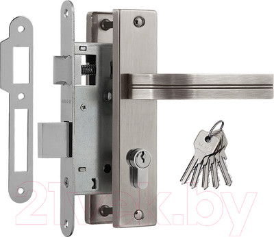 Замок врезной Нора-М 706К-55мм (матовый никель)