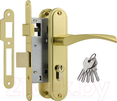 Замок врезной Нора-М 700А-55мм (золото)